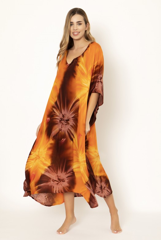 Kaftan Long Rainbow orange brown