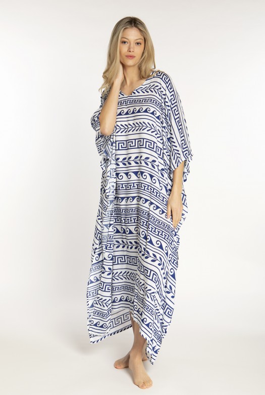 Kaftan Long Olivetree Leaves  white...