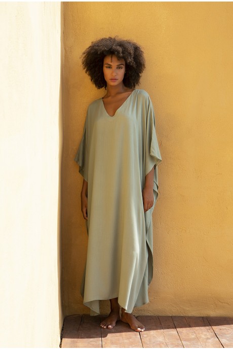 Κaftan Long Plain Color khaki 2