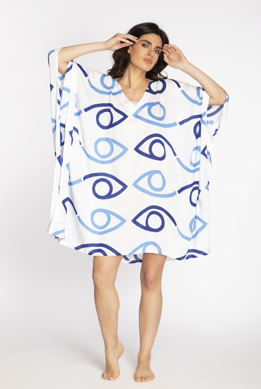 Kaftan Short Cleopatra white-blue