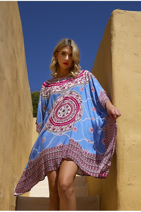 Kaftan Short Mawar sky pink