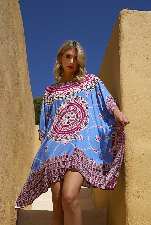 Kaftan Short Mawar sky pink