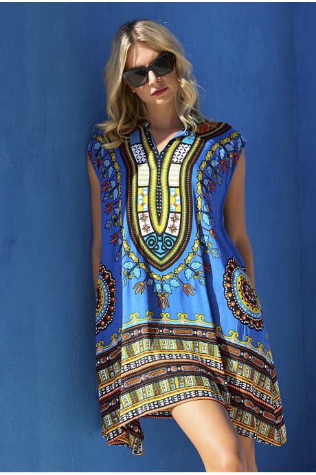 Dress sleeveless Africa royal