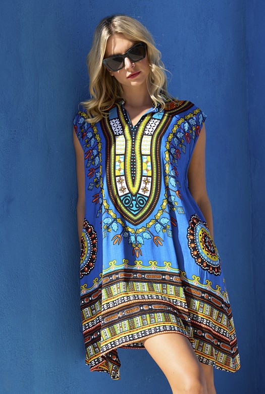 Dress sleeveless Africa royal