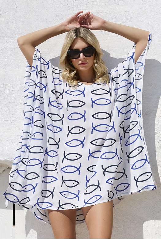 Kaftan Short Fish white-royal