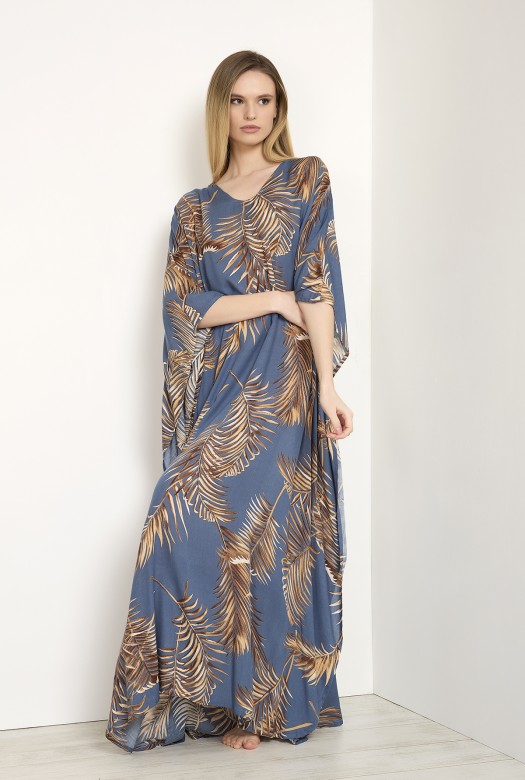 Kaftan long Dahlia vintage blue