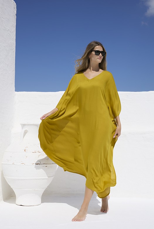 Κaftan Long Plain Color mustard