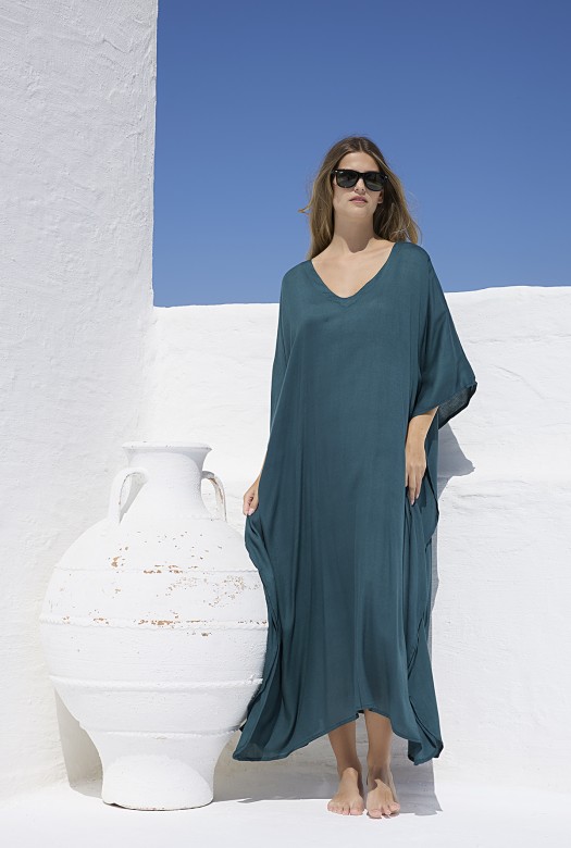 Κaftan Long Plain Color vintage blue