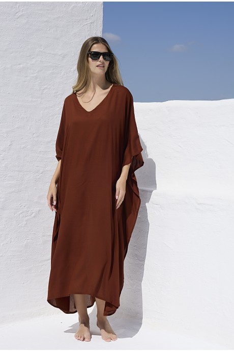 Κaftan Long Plain Color coffee 2
