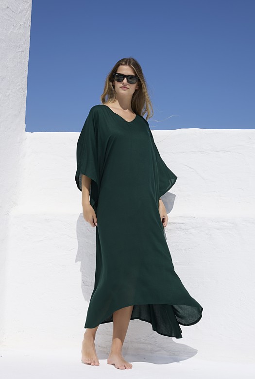 Καφτάνι Μακρύ Plain Color forest green