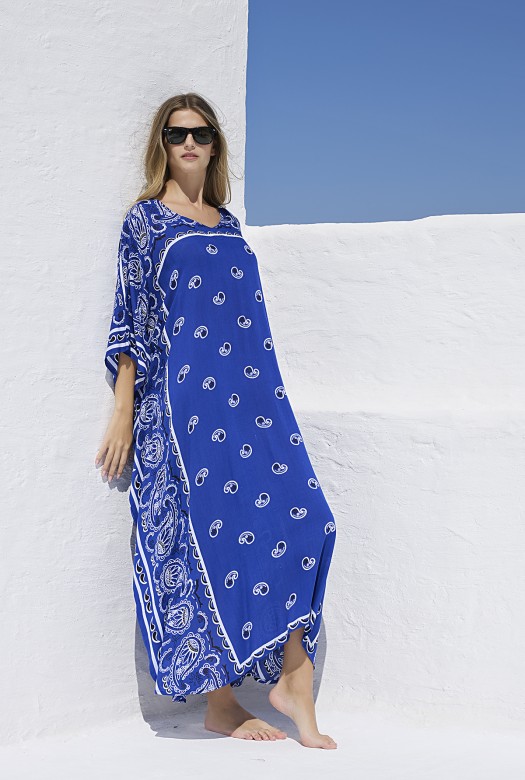 Καφτάνι Μακρύ Bandana royal blue