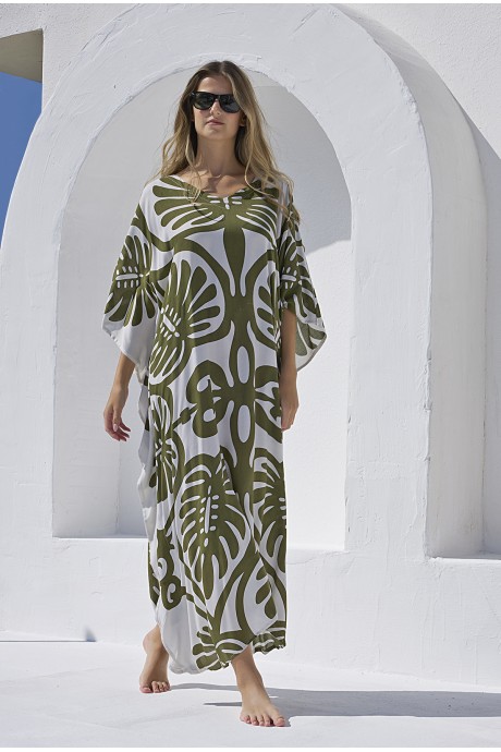 Καφτάνι Μακρύ Regina olive 2